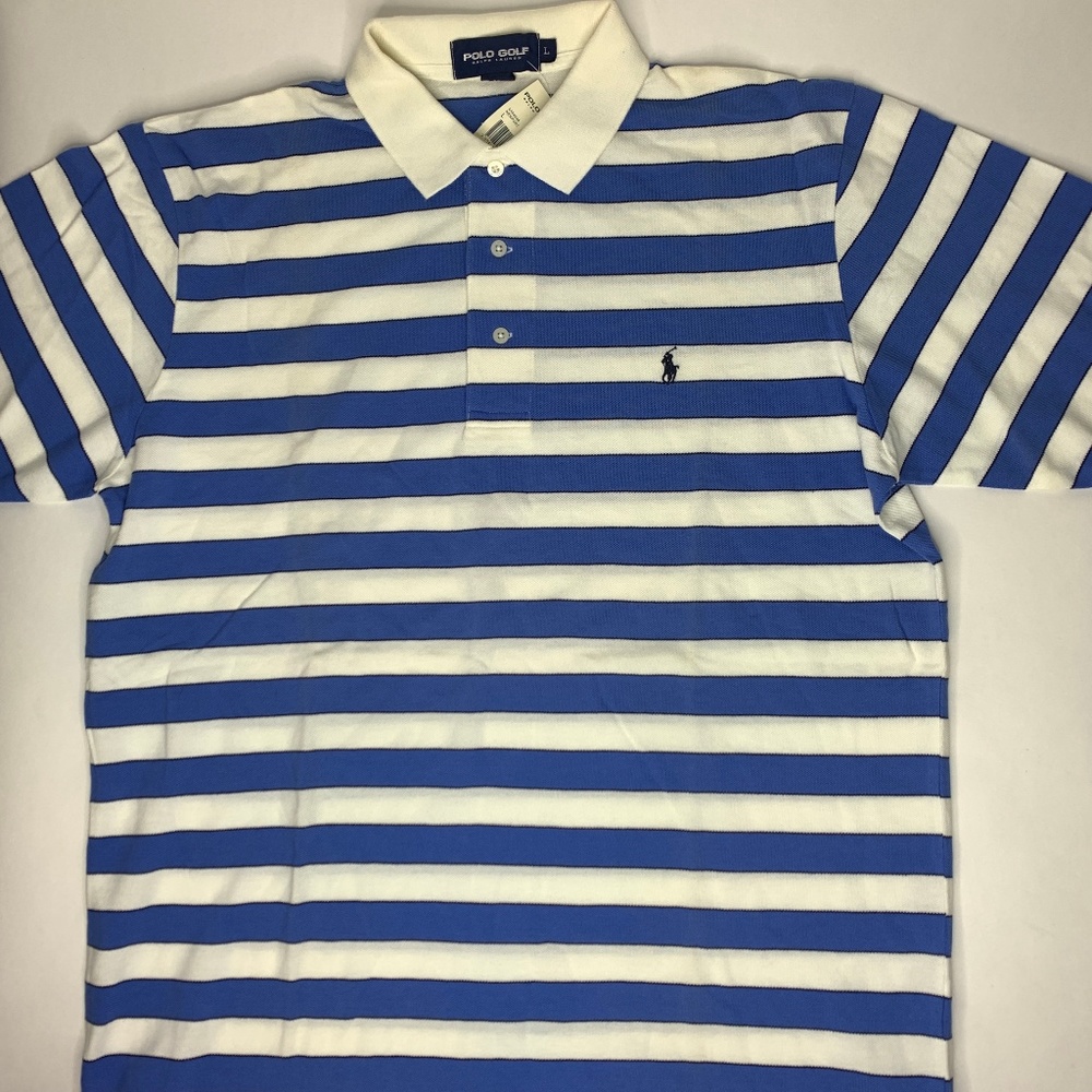 Polo Golf Blue White Striped Polo - NWT